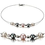 SpringFling Black and pink and white 8-9mm A Freshwater Pearl Necklace