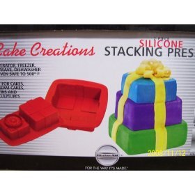 More image KitchenAid CAKE CREATIONS 2 Pc Silicone Red Cake Pan Set - Stacking Presents Shape