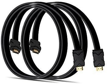 HDClub® 2-Pack High Speed HDMI Cable-3Feet (1Meters) - Gold Plated Connector Tip(s) Supports 3D and Audio Return Compatible for Blu Ray Player, 3D Television, Roku, Boxee, Xbox360, PS3, Apple TV.Flat[Black]