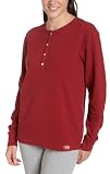 Dickies Women's Long Sleeve Thermal Knit Henley, Brick, XS
