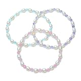 Freshwater Cultured Pearl Rose, Blue and Lavender Quartz Stretch Bracelets, Set of 3, 7.5