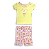 Tickle Me - Infant Girls Short Sleeve Shortie Pajamas, Yellow, Pink (Size 12Months)