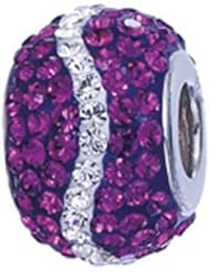 Zable (tm) Sterling Silver Purple and White Wave Bead / Charm