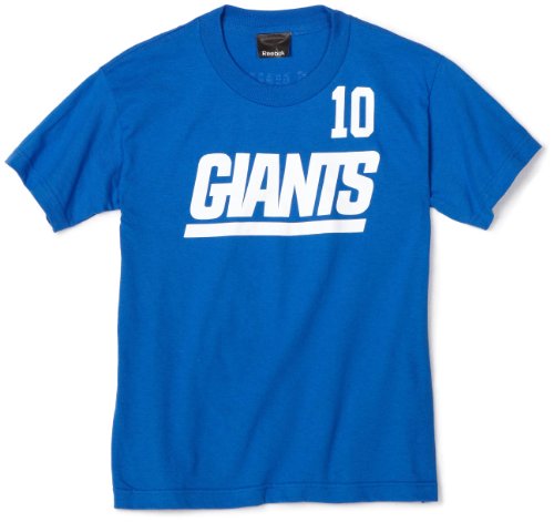 NFL Boys' New York Giants Eli Manning 8-20 Name & Number Tee Shirt (Blue, Medium)
