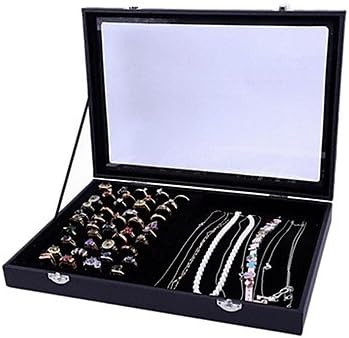Nierstein Classic Dual Purpose Cover Stand Black Paper Acrylic Flannelette Jewelry Boxes(1 Pc)