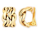 JanKuo Jewelry Gold Tone Polished Antique Vintage Clip On Earring Ship with Gift Box