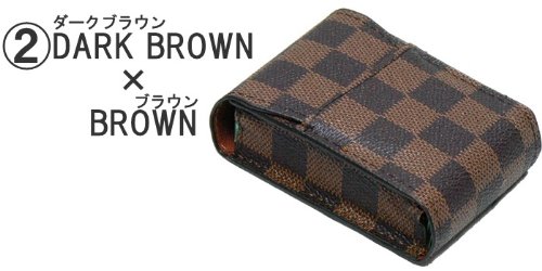 （リッキーアンドヒッキー）Rickey&Hickey　ブロックチェック柄タバコケース（ブラウン）