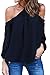 Mulisky Womens Sexy Halter Shirt Cold Shoulder Backless Loose Blouse Black M