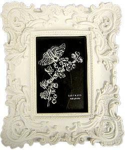 Baroque Heavy White Picture Frame With Double Inner Beading 4x6