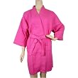 Pink Fuschia Waffle Weave belted shortie travel spa bathrobe robe