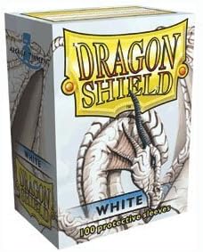 Dragon Shield Sleeves - WHITE - Standard Size Deck Protectors (100 ct) Arcane Tinmen by Fantasy Flight
