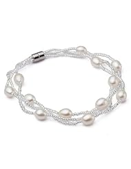 Honeystore Girls Alloy 18 k Gold Plated Natural Freshwater AAA Pearl Bracelet Color White Length 18 cm