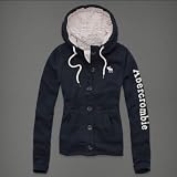Abercrombie & Fitch アバクロ レディース ボア付 パーカー アウター [ネイビー/フロントボタン] 並行輸入品