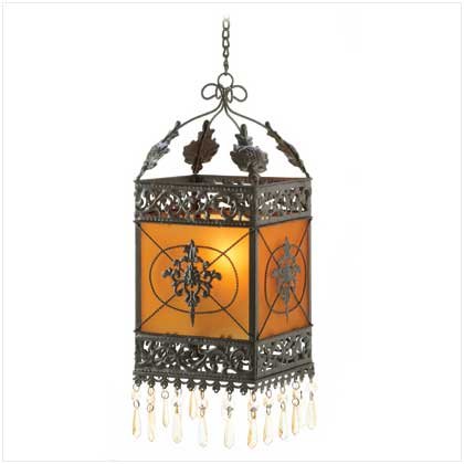 French Chateau Amber Glass Lantern [Kitchen]