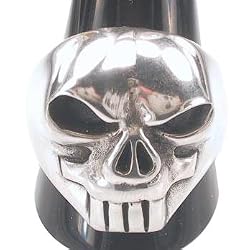 Hardcore Motorcycle Biker Skull Pewter Ring