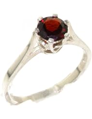 High Quality 925 Solid Sterling Silver Genuine Natural Garnet Solitaire Ring - Finger Sizes 4 to 12 Available