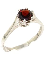 High Quality Solid 9K White Gold Genuine Natural Garnet Solitaire Ring - Finger Sizes 4 to 12 Available
