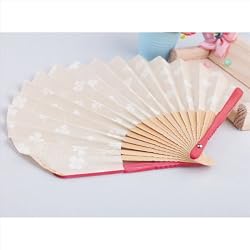Shell Shape Folding Fan, Cloth Hand Fan - Clover Printed, Gift Idea