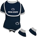 Penn State Nittany Lions Infant Navy Blue 3-Piece Creeper, Bib & Booties Set (6-9 Months)