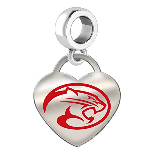 Houston Cougars Sterling Silver Color Heart Dangle