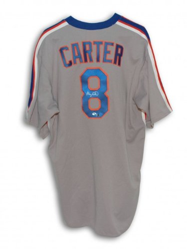 Gary Carter Autographed/Hand Signed New York Mets Majestic Gray Throwback Jersey