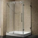 Vigo Industries VG6051STMT48WR Frameless Glass Bathroom Shower Enclosure, Steel