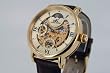 Adee Kaye Mens Mechanical Dual Timezone Skeleton Watch with Sun and Moon Dial