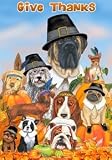 Thanksgiving Dogs - 12 Inch X 18 Inch Garden Size Decorative Flag