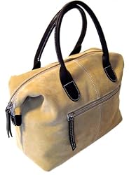 Floto Beige Suede and Leather Handbag purse
