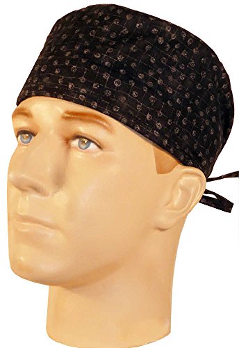 Mens and Womens Surgical Scrub Cap - Black Fantasia Dots