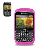 New Fashionable Perfect Fit Polymer Protector Skin Cover Cell Phone Case with Screen Protector for RIM Blackberry Curve 8520 AT&T, T-Mobile - Hot Pink