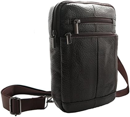 3 in 1 Mens Leather Sling Crossbody Chest Pack Shoulder Backpack Waist belt bag (Brown)