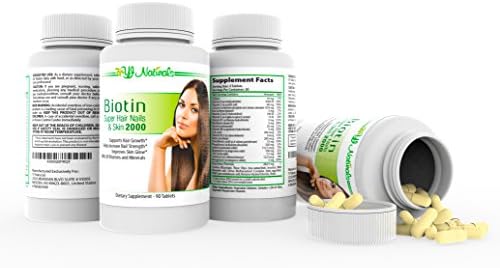 Biotin Super Hair Skin Nails 2000 - Growth Strength Shine & Glow, Over 20 Minerals and Vitamins A B C D E, Magnesium Zinc Iron Fights Loss Thinning & Deficiencies - Promotes Thick Healthy Hair, Made in USA FDA GMP Approved - Bonus Guide to Hair Care