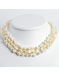 Sterling Silver 3-Strand Freshwater Cultured Pearl Necklace