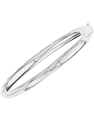 7" 14K White Gold 6.0mm (1/4") Plain Polished Round Domed Classic Bangle Bracelet w/ Clasp