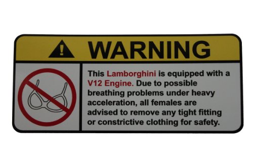 Lamborghini V12 No Bra, Warning decal, sticker