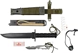 Black Jungle Survival Knife Kit w/ Olive Drab Cord