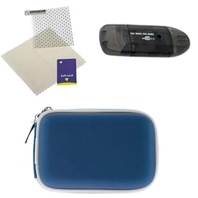 GTMax 3pcs Blue Eva Case+USB Memory Card Reader +LCD Screen Protector for Canon PowerShot S95,SD1300 IS,SD1200 IS,SD1400 IS,SD750,SD780 IS,SD1100 IS,SD3500 IS,SD960 IS,SD870 IS,A3100 IS,SD770 IS