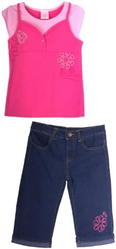 G Cute Girls Short Sleeve Top and Capri Pants Set. 4-26(GRLSET-PNT,DPK-6X)