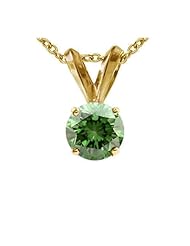 1 CT Green Diamond Solitaire Pendant 14K Gold