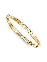 MadiK® Kids 14k Yellow Gold 4mm Diamond Cut & Satin Flexible Baby Bangle