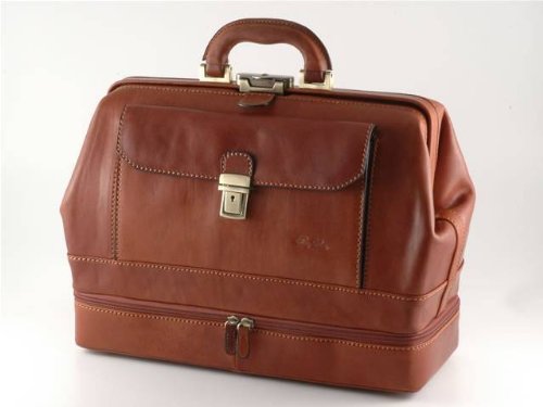 BROWN ITALIAN LEATHER DOCTOR BAG DUFFEL DUFFLE MADE IN ITALY