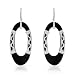 Earrings With Precious Stones - Genuine Clean Diamonds and Onyxes Made in 14K White Gold. Total item weight 8.0g Length 48mm