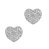 Sterling Silver Cubic Zirconia Pave Large Heart Stud Earrings