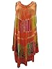 Orange Women's Tie Dye Caftan Tank Dresses Cover Up