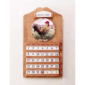 Rooster Clock and Perpetual Calendar - Style 33772