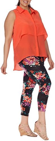 Plus Moda Women's Plus-Size Garden Party Sleeveless High Low Top (1X Plus, Orange)