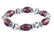 Bracelet - B63 - Faceted Glass Beads and Square Murano Style Glass Beads - Stretch ~ Clear and Amethyst Purple