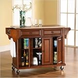 Crosley Furniture Stainless Steel Top Kitchen Cart,Island in Classic Cherry Finish