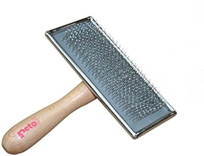 Yichong Peto High Quality Primary Color Wood Handle Mirror Surface Comb Pet Grooming Slicker Brush With Safety Cushion Design, Large